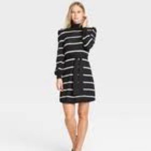 NWT Striped Balloon Long Sleeve Sweater Dress